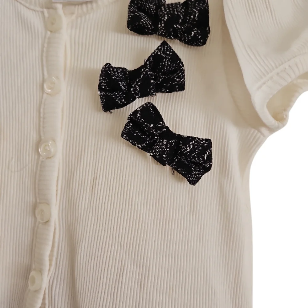 Penelope Mack Skater Dress 2T Bows Ruffle Short Sleeves